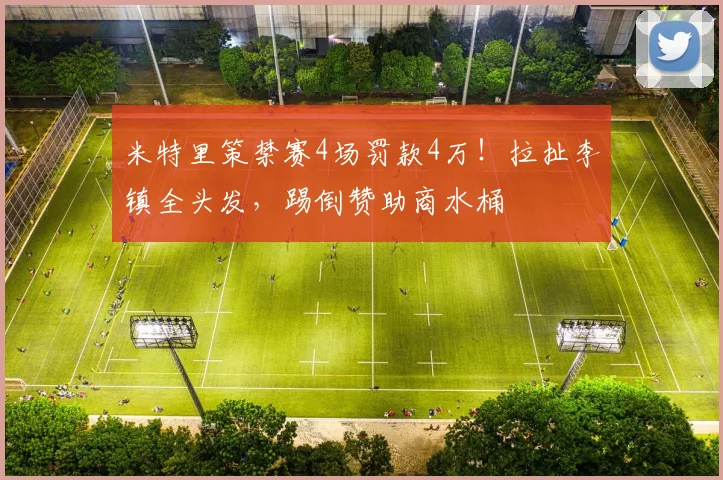 米特里策禁赛4场罚款4万！拉扯李镇全头发，踢倒赞助商水桶